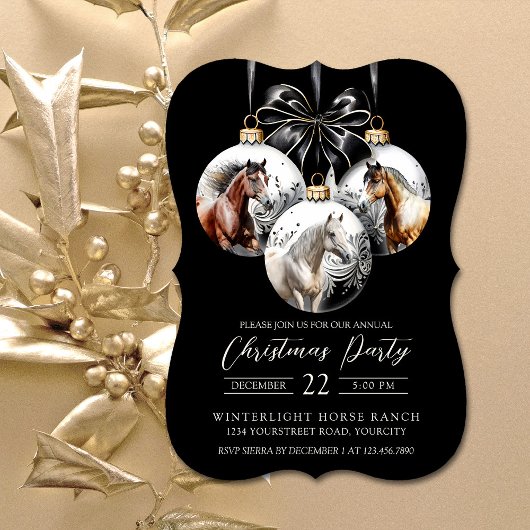 馬の黒と金ゴールドクリスマス