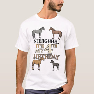 馬の4歳の誕生日 アンティーク風の彫刻 キッズパーティーグッズ Tシャツ