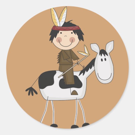 馬のTシャツとギフトに関するインディアン ラウンドシール (正面)