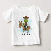 馬のTシャツとギフトを着たカエルのカウボーイ ベビーTシャツ (正面)
