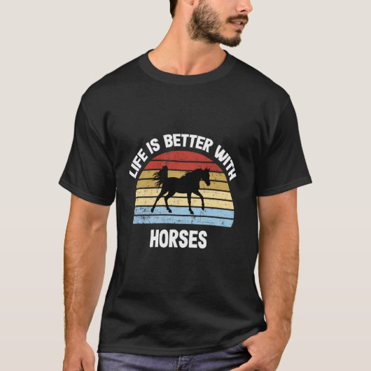 馬のTシャツの生活は馬の方が好い Tシャツ (正面)