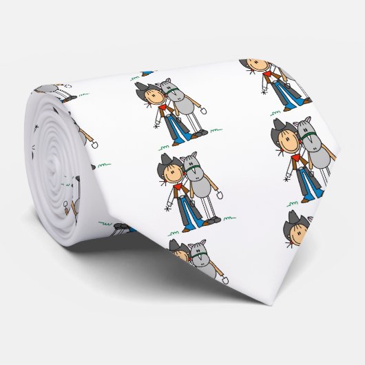 馬のTシャツを持つ棒の姿の女性のカーボーイ ネクタイ (ロール)