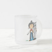 馬のTシャツを持つ棒の姿の女性のカーボーイ フロストグラスマグカップ (正面右)