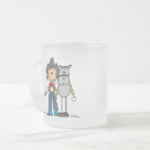 馬のTシャツを持つ棒の姿の女性のカーボーイ フロストグラスマグカップ (正面左)