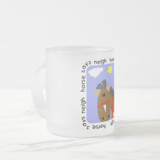 馬はいななきのTシャツおよびギフトを言います フロストグラスマグカップ (正面左)