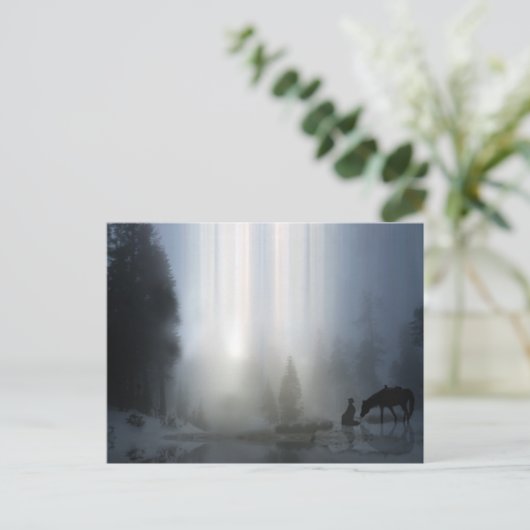 馬はがき付きカウボーイクリスマス シーズンポストカード (スタンド正面)