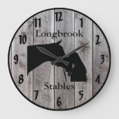 馬はカスタマイズ可能なバーンウッドを好む ラージ壁時計 (正面)