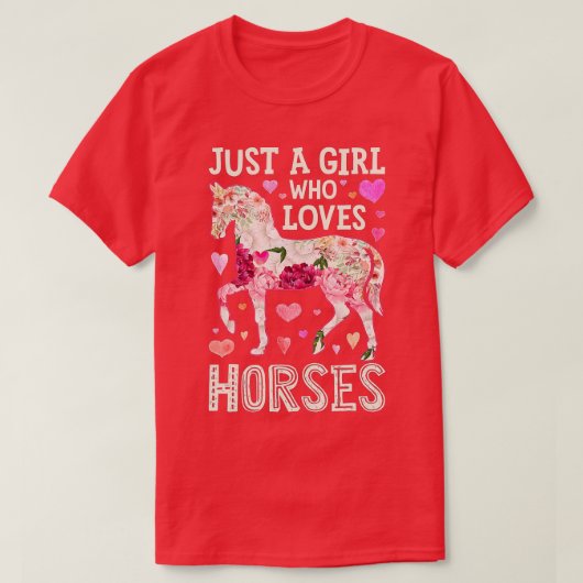 馬は乗馬の農場が大好きな女の子 Tシャツ (デザイン正面)