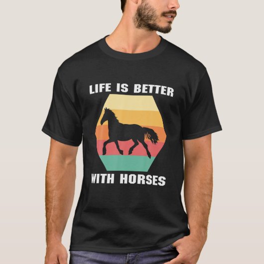 馬は命が好い 馬の馬乗り馬乗り馬乗り Tシャツ (正面)