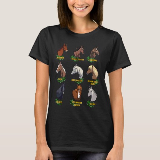 馬は女の子のための乗馬の馬品種 Tシャツ (正面)