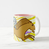 馬は子猫に乗車を与えます ツートーンマグカップ (正面右)