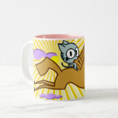 馬は子猫に乗車を与えます ツートーンマグカップ (正面左)