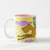 馬は子猫に乗車を与えます ツートーンマグカップ (左)