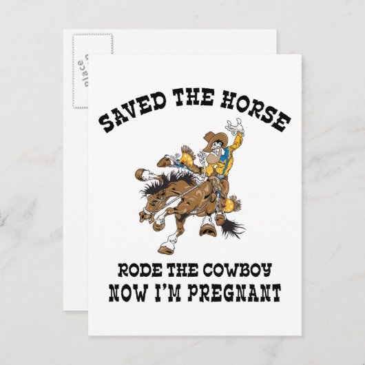 馬は救妊娠したカウボーイに乗った 案内ポストカード (正面/裏面)