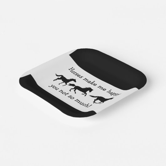 馬は私を幸せにするあまりおもしろい引用文 ペーパープレート (傾斜あり)
