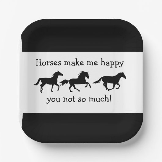 馬は私を幸せにするあまりおもしろい引用文 ペーパープレート (正面)