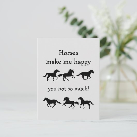 馬は私を幸せにするあまりおもしろい引用文 ポストカード (スタンド正面)