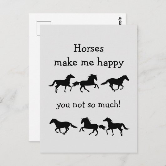馬は私を幸せにするあまりおもしろい引用文 ポストカード (正面/裏面)