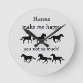 馬は私を幸せにするあまりおもしろい引用文 ラウンド壁時計 (正面)