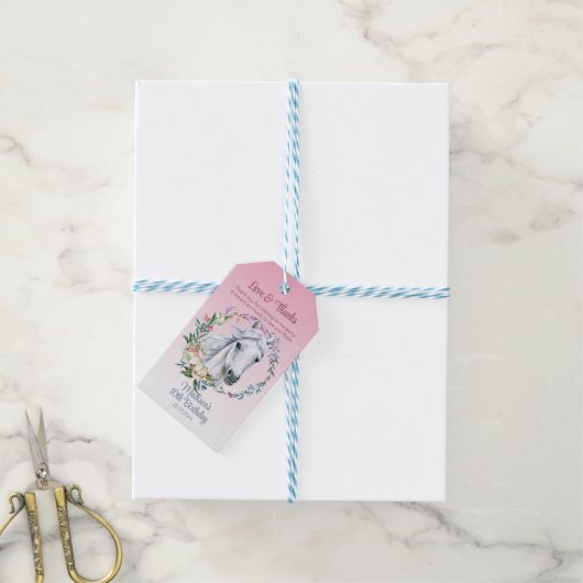 馬は誕生日の準備を感謝していする ギフトタグ (より糸付き)