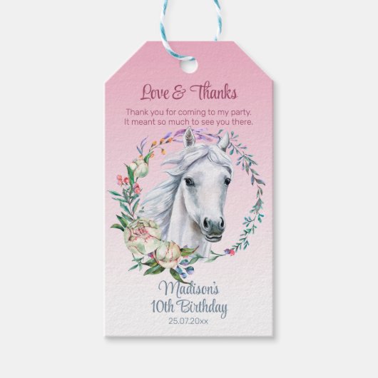 馬は誕生日の準備を感謝していする ギフトタグ (正面)