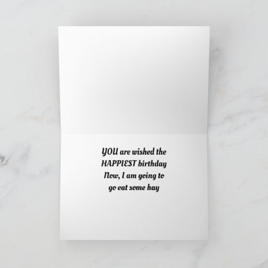 馬は、*ハッピーバースデー*と言うのを待ちきれなかった カード (内部)