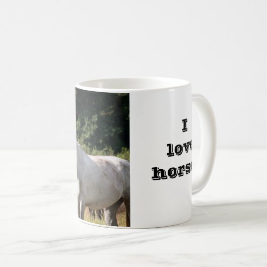 馬は「私は馬が大好き」と挨拶 コーヒーマグカップ (正面右)