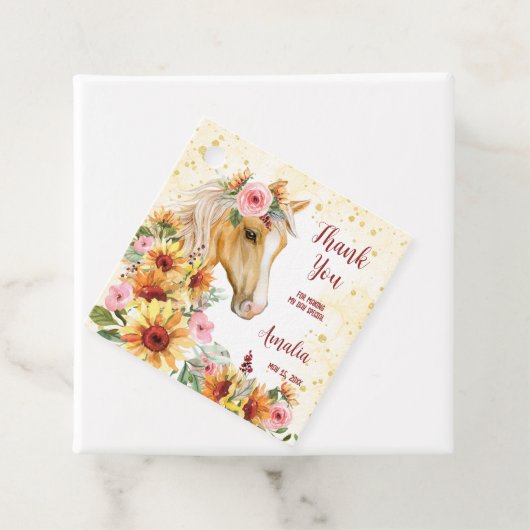 馬ひまわり誕生日パーティナパーソナライズされたプキ フェイバータグ (インサイチュ)