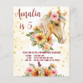 馬ひまわり誕生日パーティーの予算の招待 (正面)