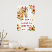 馬ひまわり誕生日パーティー歓迎サイン ポスター (キッチン)