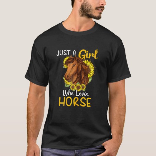 馬ひまわり馬リジンを愛しているだけの女の子 Tシャツ (正面)