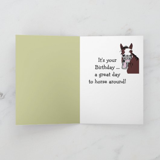 馬へのおもしろいの誕生日のすばらしい日 カード (内部)