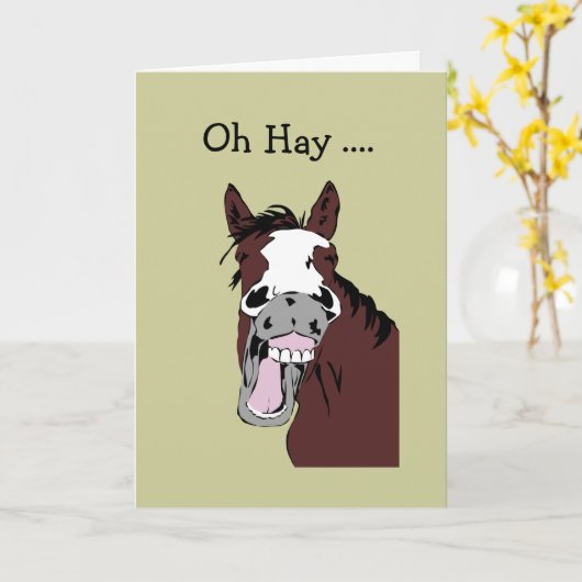 馬へのおもしろいの誕生日のすばらしい日 カード (黄色い花)