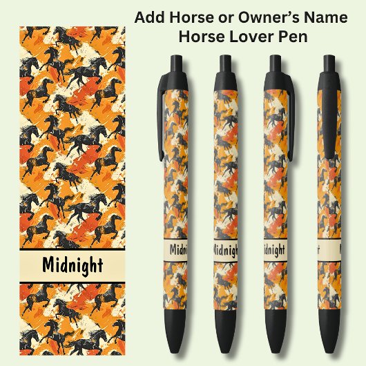 馬または所有者の名前、黒い馬を追加 黒ボールペン
