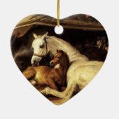馬や他の動物のハートを持つアラブのテント セラミックオーナメント (裏面)