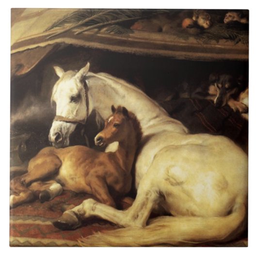 馬や他の動物を持つアラブのテント タイル (正面)