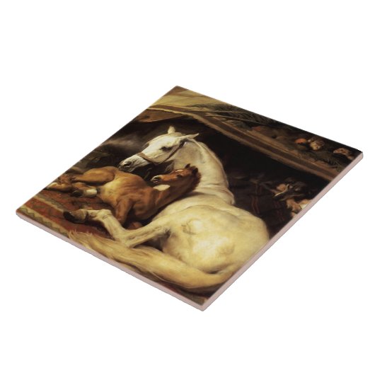 馬や他の動物を持つアラブのテント タイル (側面)