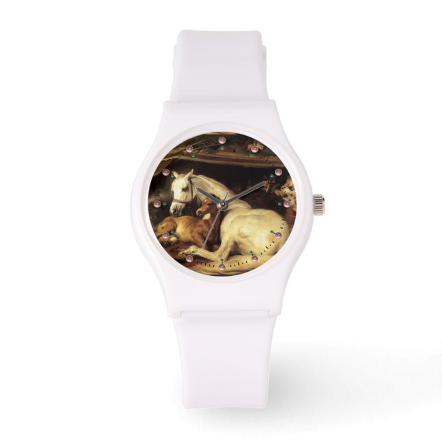 馬や他の動物を持つアラブのテント 腕時計 (正面)