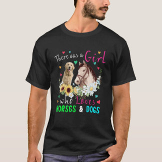 馬や犬のフローラを愛する女の子がいた Tシャツ