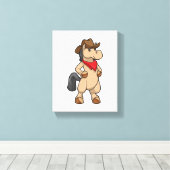 馬をカウボーイとして キャンバスプリント (インサイチュ (ウッドフロア))