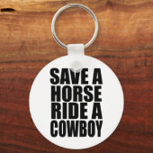 馬をカウボーイに乗せて救う キーホルダー (正面)