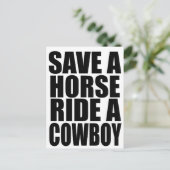 馬をカウボーイに乗せて救う ポストカード (スタンド正面)