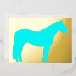 馬をテーマにしたおしゃれなホリデーカード 箔シーズンカード