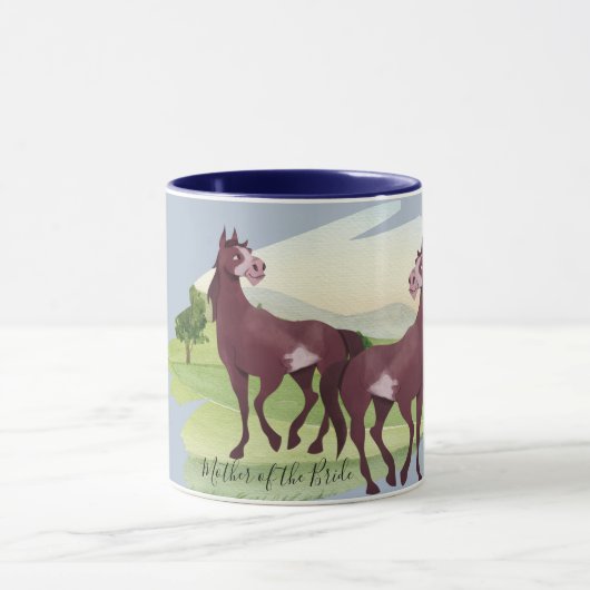 馬をテーマにしたカントリー・ウェスタン結婚ズ マグカップ (中央)