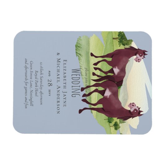 馬をテーマにしたカントリー・ウェスタン結婚ズ マグネット (横)