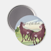 馬をテーマにしたカントリー・ウェスタン結婚ズ マグネット (正面/裏面)