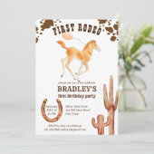 馬をテーマにした初めてのロデオウェスタン誕生日パーティー 招待状 (スタンド正面)