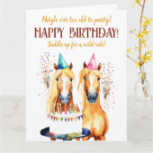 馬をテーマにした誕生日パおもしろいーティ カード (黄色い花)