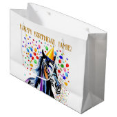 馬をテーマにした誕生日パおもしろいーティ ラージペーパーバッグ (正面アングル)