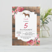 馬をテーマにした誕生日パーティウ素朴ッドフローラ 招待状 (スタンド正面)